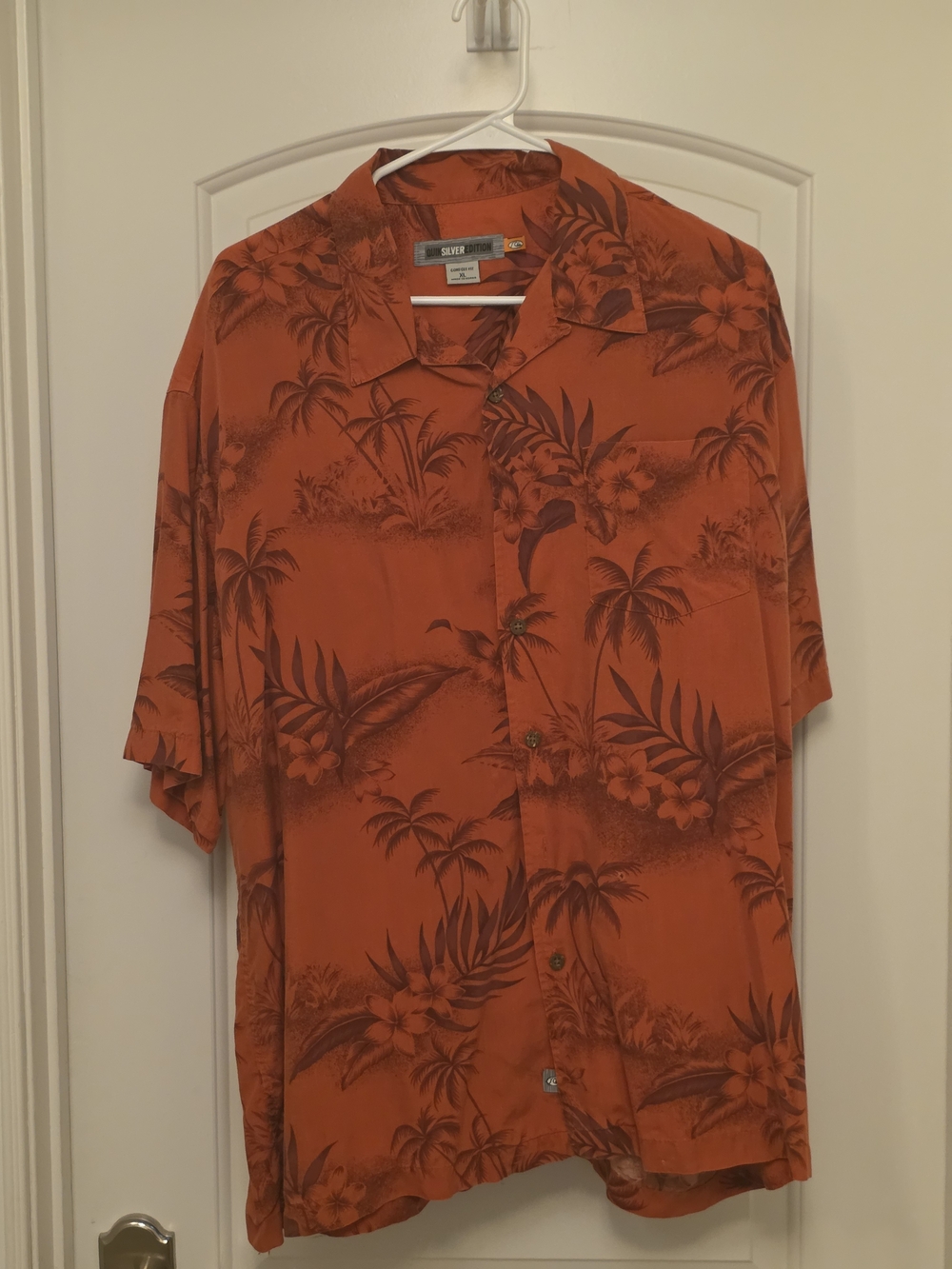 Quiksilver Tropical Burnt Orange Hawaiian Camp Shirt